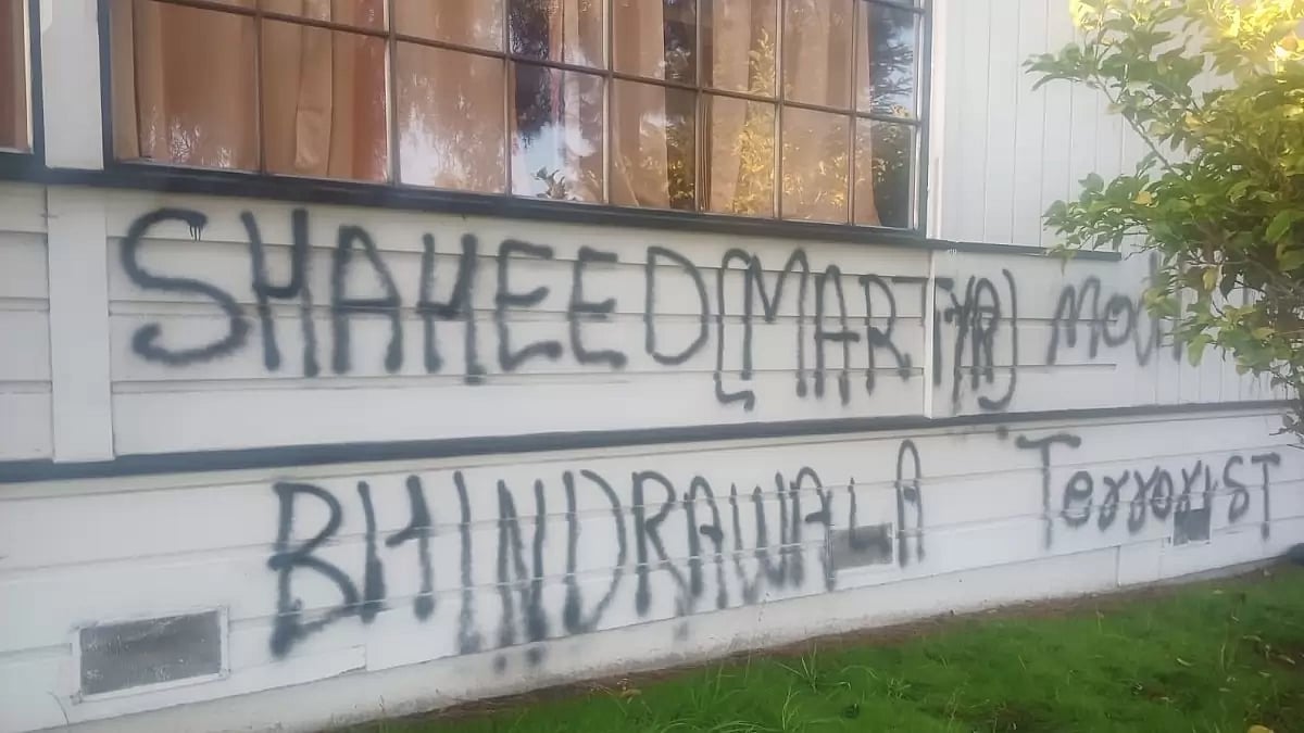 Swaminarayan Mandir Vasana Sanstha in Newark, California was defaced with pro-Khalistan slogans.