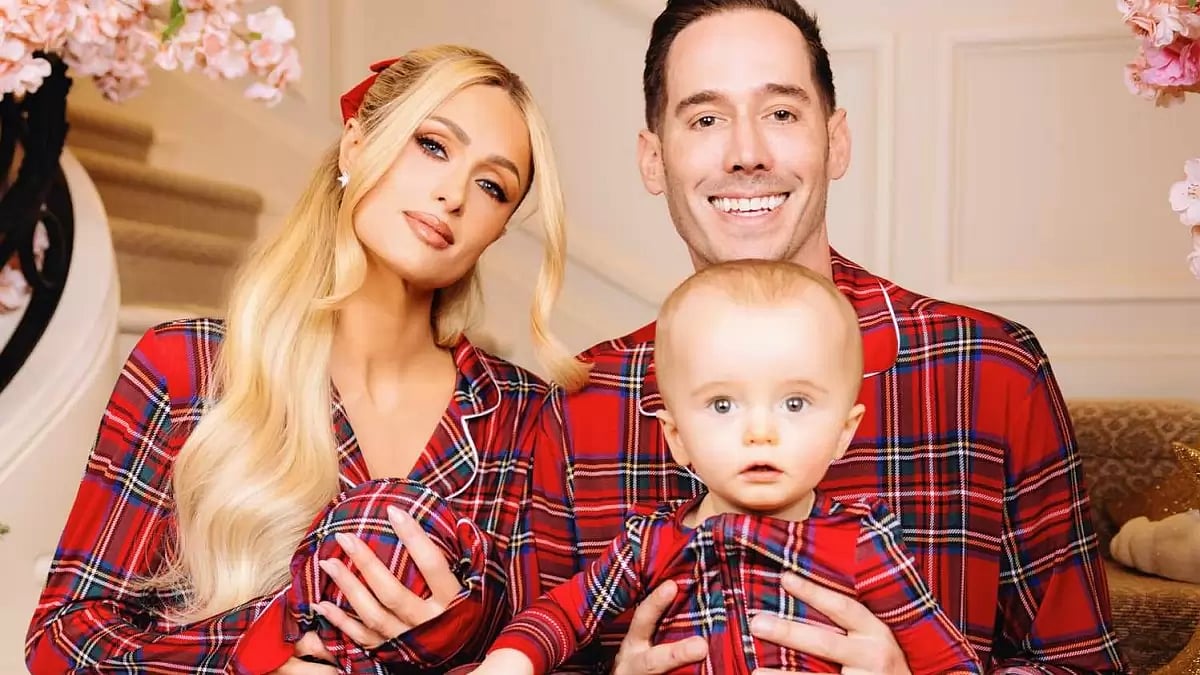 Paris Hilton Poses With Her Babies and Husband.