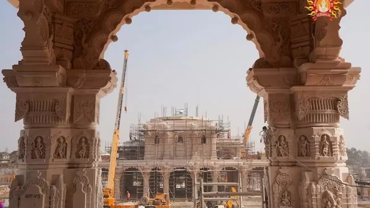 Construction work underway at Shri Ram Janmabhoomi temple in Ayodhya