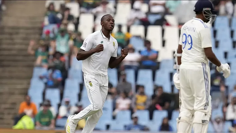 Kagiso Rabada celebrates Ravichandran Ashwin's wicket on Day 1 of the 1st Test in Centurion. - null