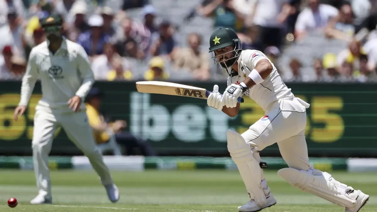 Pakistan's opener Abdullah Shafique playing a shot during his 62-run knock against Australia on Day 2 of the 2nd Test at MCG
