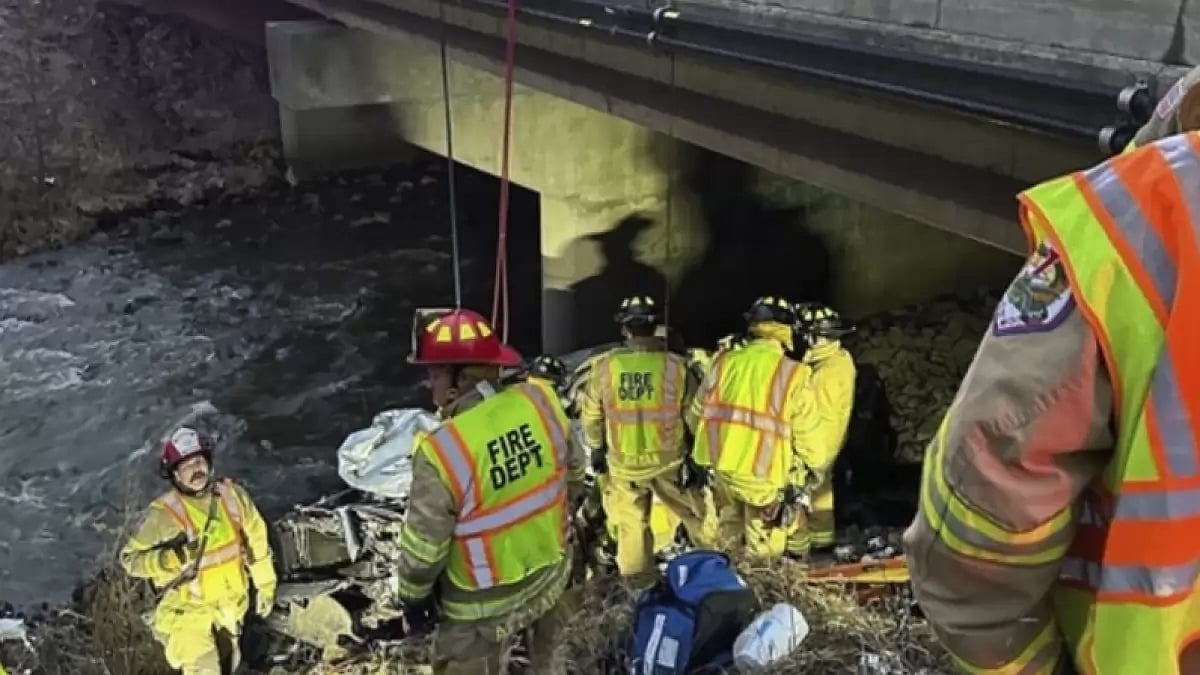 Police rescued a man after finding his damaged vehicle.