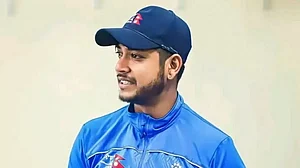 File : File image of Nepal cricketer Sandeep Lamichhane.