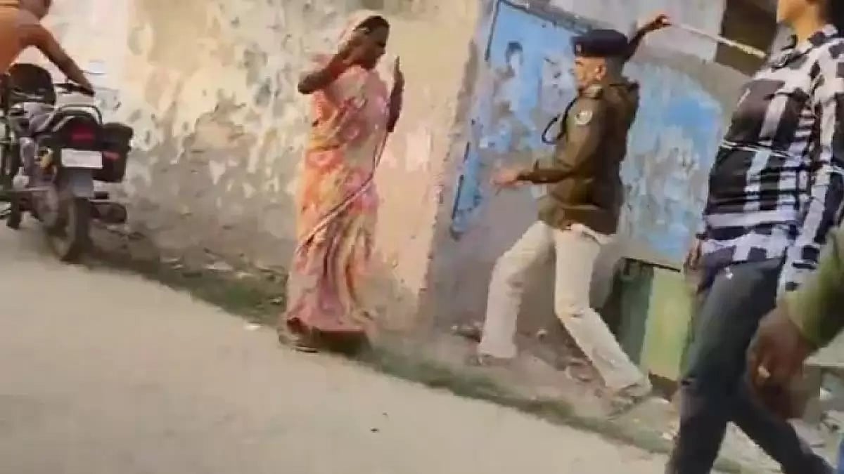 Dalit woman beaten by a cop in public in Bihar