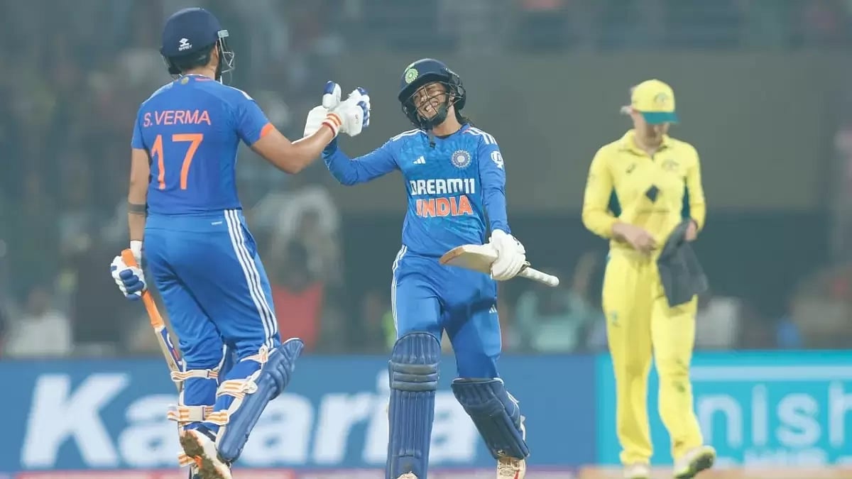IND-W vs AUS-W: Shafali Verma and Jemimah Rodrigues celebrate India's win