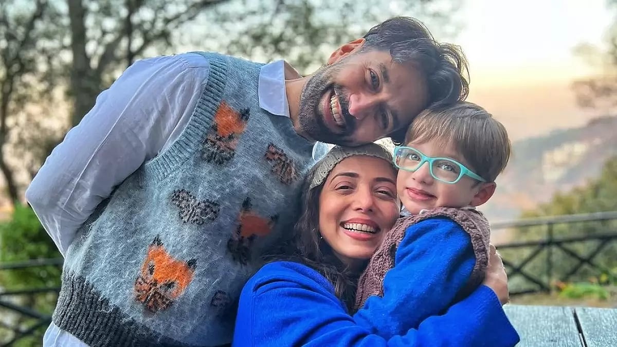 Actor Nakuul Mehta with wife Jankee Parekh and son Sufi