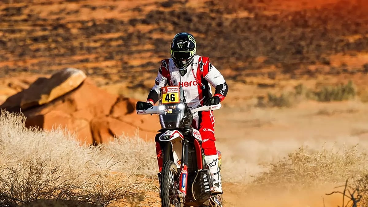 Hero MotoSports' Ross Branch during Stage 1 of Dakar Rally 2024