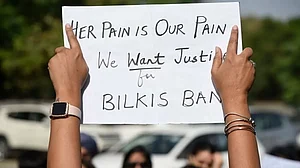 A protest against the release of 11 convicts in Bilkis Bano case, Aug 28, 2022