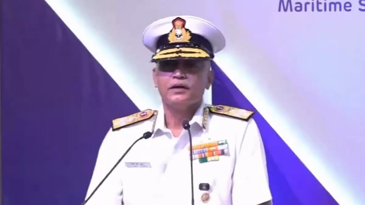Navy Chief Admiral R Hari Kumar unveils Drishti 10 Starliner from Adani Defence & Aerospace.