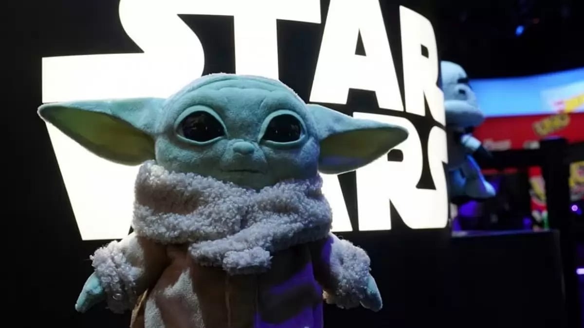 Baby Yoda toy from Mattel is pictured in the Manhattan borough of New York City.
