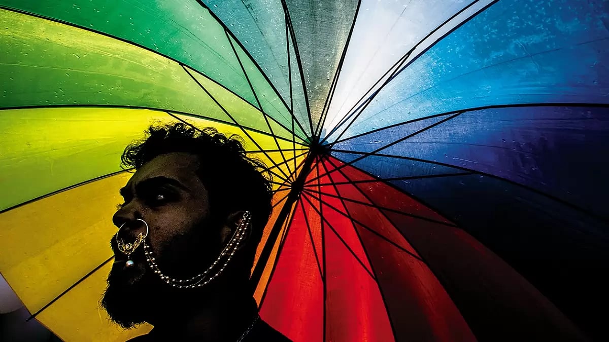 LGBTQ supporter at a rally at Shillong celebrating the reading down of Section 377 in 2018