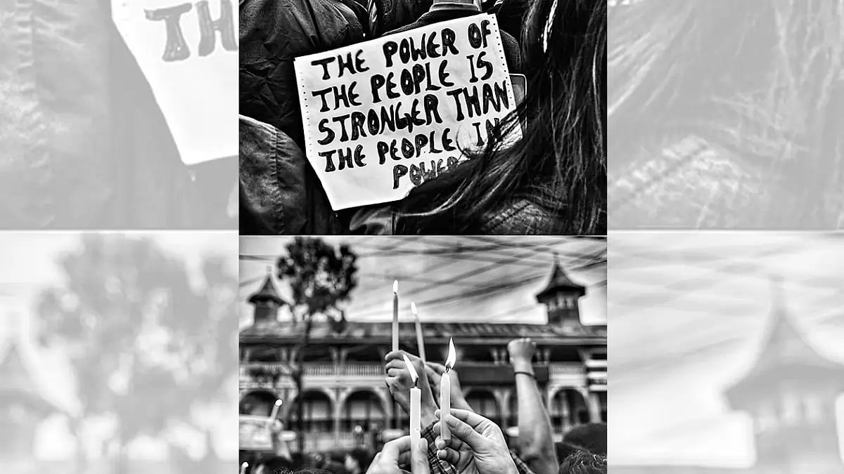 People in Shillong in Manipur take out a rally in 2023 to promote peace and justice