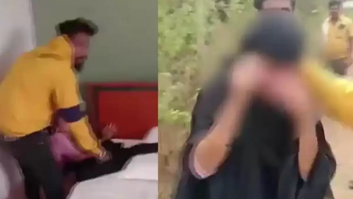 The woman has alleged she was gang-raped by the men who barged into their hotel room in Karnataka