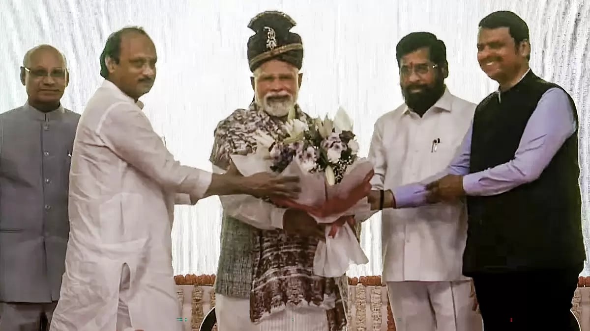 PM Modi felicitated in Navi Mumbai after holding a roadshow there and inaugurating Atal Setu.