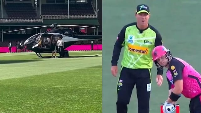 David Warner Arrives In Helicopter For BBL's Sydney Derby, Sledges Steve Smith To Royal Duck - Watch Videos