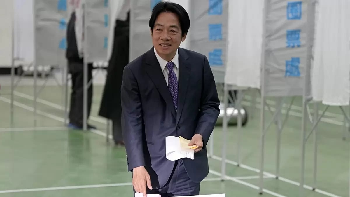 The Democratic Progressive Party (DPP) leader Lai Ching-te votes on Saturday.