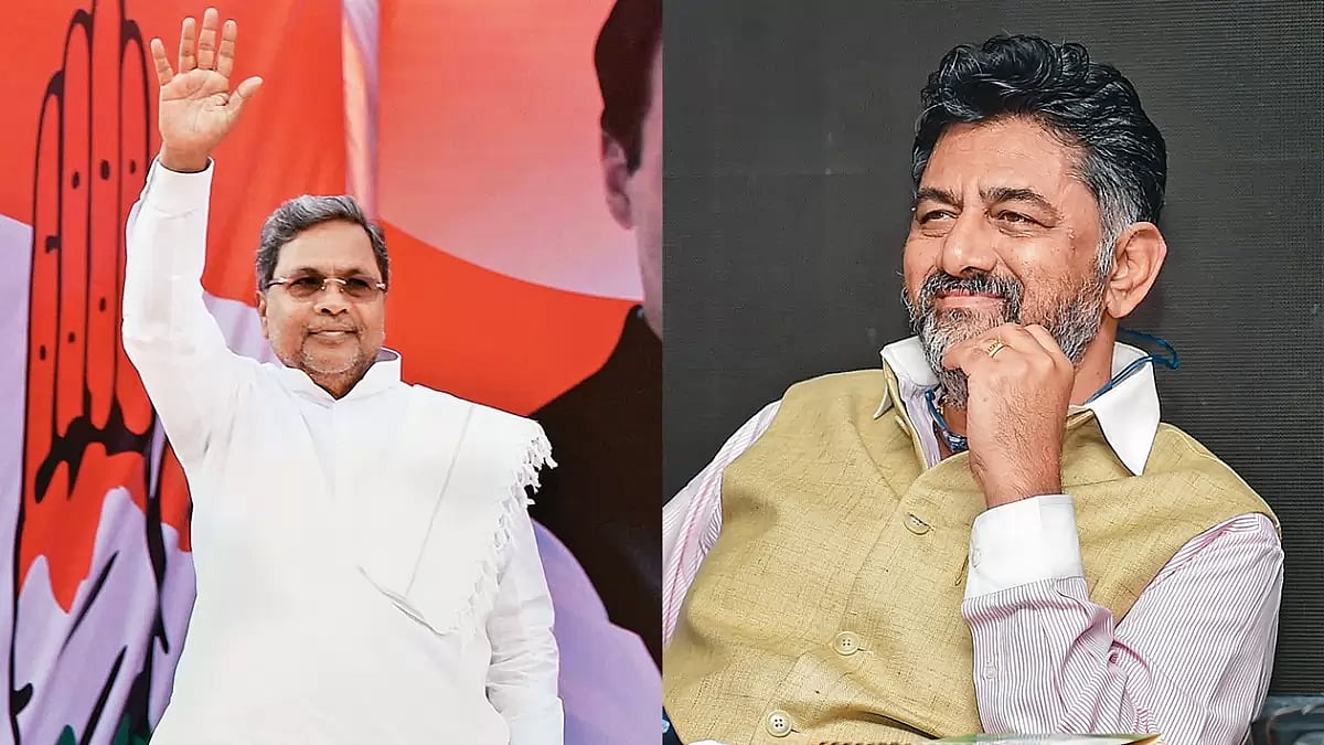 Former Karnataka Chief Minister Siddaramaiah (left), Karnataka Congress chief D K Shivakumar (right) 