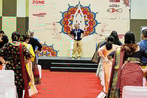 Participants take part in a wellness programme at the Outlook Money 40After40 Retirement Expo in New Delhi