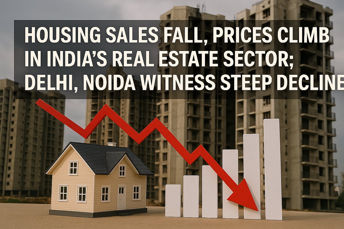 Image created using AI : Housing Sales Fall, Prices Climb in India’s Real Estate Sector; Delhi, Noida Witness Steep Decline