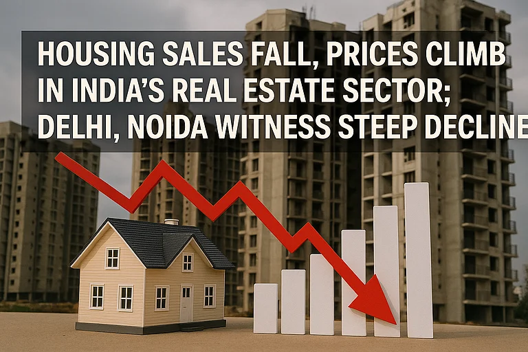 Housing Sales Fall, Prices Climb in India’s Real Estate Sector; Delhi, Noida Witness Steep Decline - Image created using AI