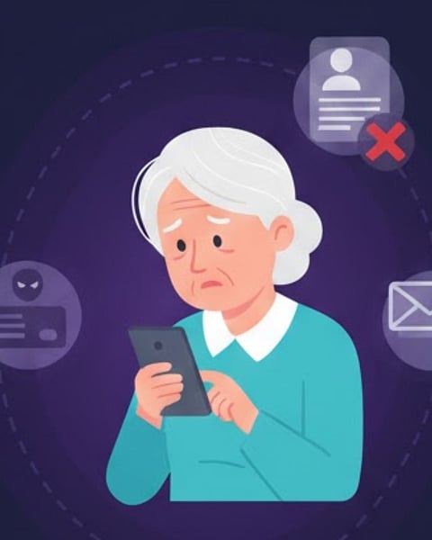 Protect Seniors From Online Scams (AI Generated Image)