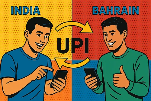 AI generated : India-Bahrain cross-border money transfers with UPI