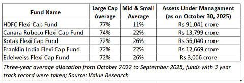 Some flexi cap funds hold high allocation to large cap stocks.