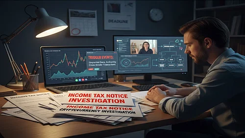 Generated by Gemini AI : In recent years, cryptocurrency investing and trading have surged in India. People are actively buying Bitcoins and other such currency but might not be reporting the same correctly in their income tax returns.