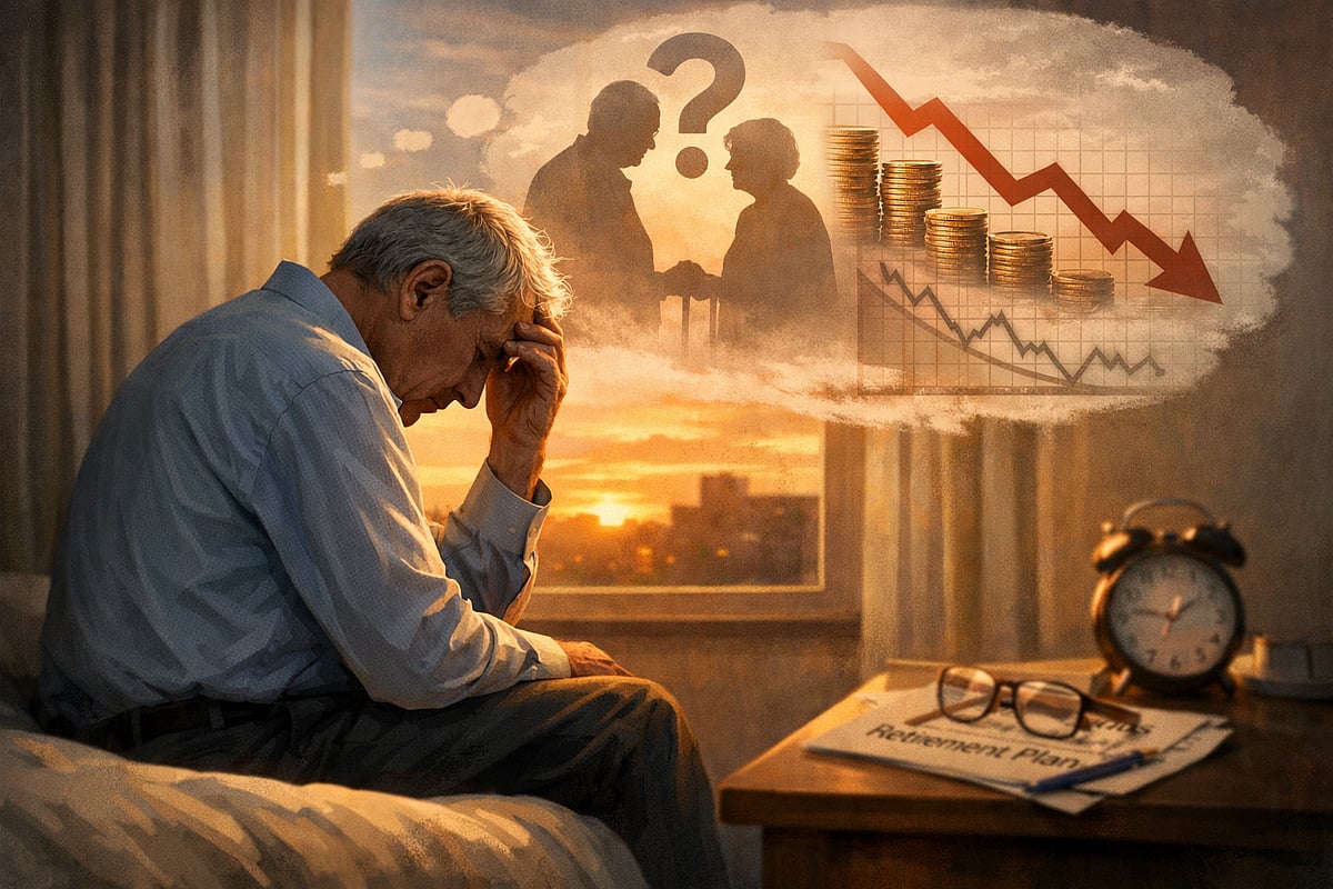 Uncertainty Drives Retirement Anxiety Among Seniors - AI generated