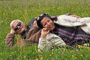 Murli Sundrani, 63, and Reetu Sundrani, 57, at Bohinjsko Jezero park,
Croatia