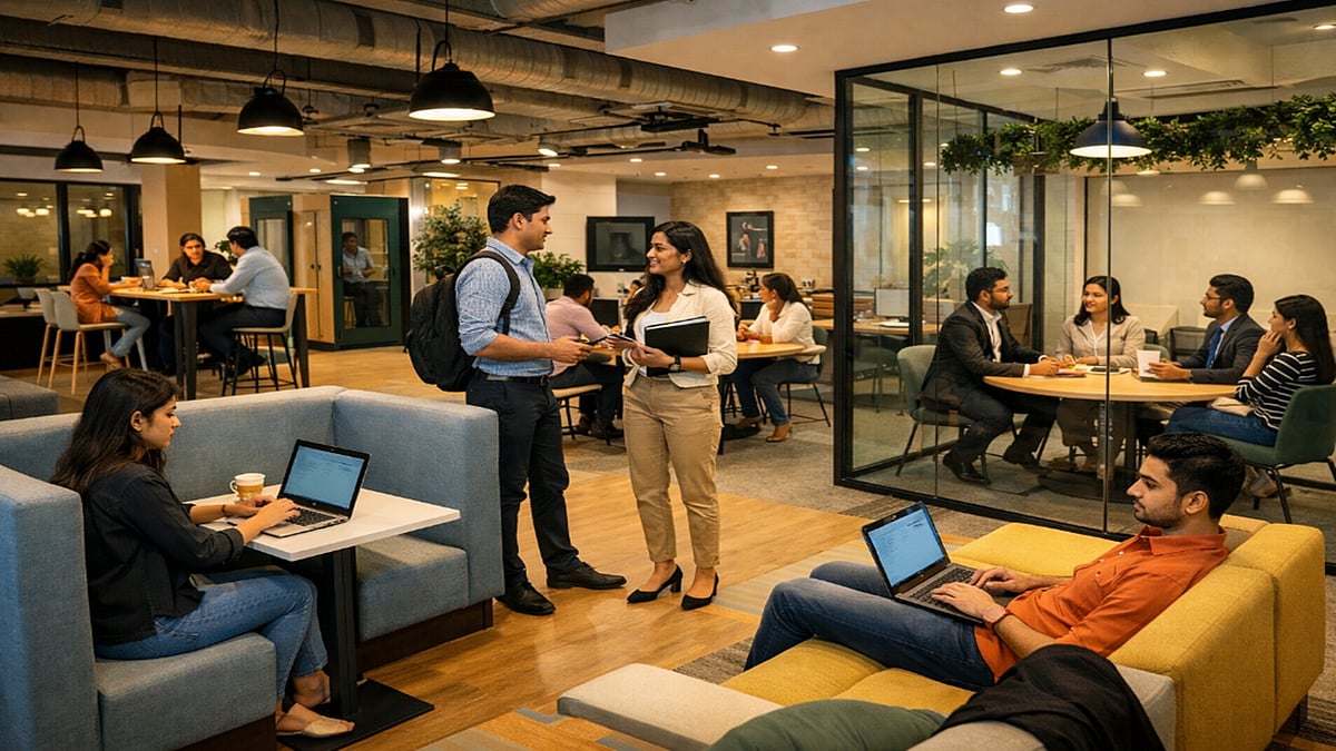 Coworking spaces have emerged as a significant factor in the evolution of India’s commercial real estate market, with flexible, future-ready workspaces becoming an essential part of the work culture.  - AI Image