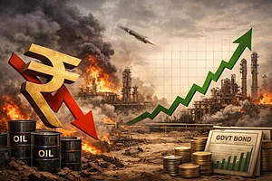 Bond yields rise as rupee falls amid war