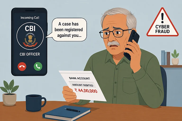 Retired Official Loses Rs 44 Lakh In Fake CBI Cyber Fraud - AI generated