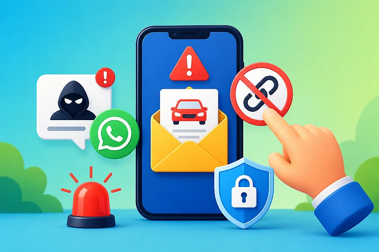 PIB Warns Against Fake Traffic E Challan SMS, WhatsApp Scams - AI generated