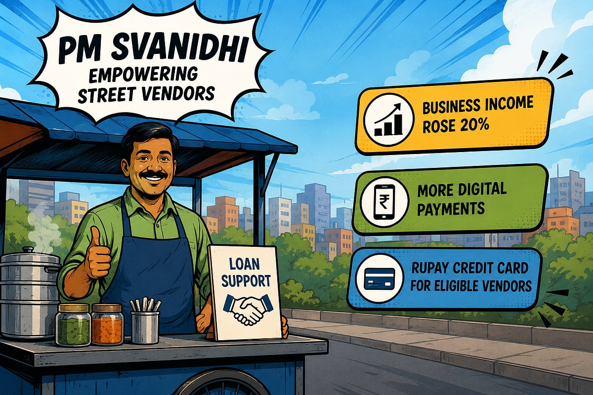 AI generated  : PM SVANidhi Scheme Expands As Street Vendors’ Income Rises 20 Per Cent
