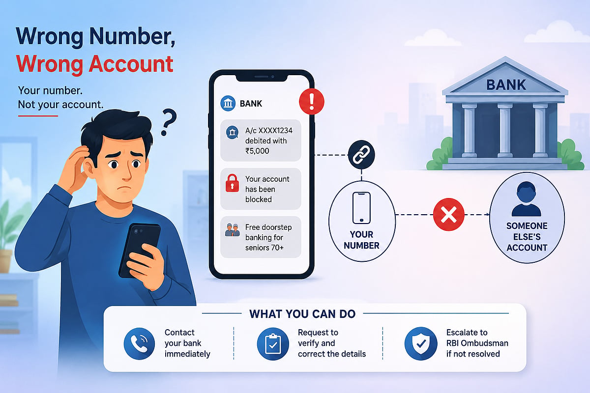 AI generated : Wrong Mobile Number Linked To A Bank Account? Know Why It Happens And What You Should Do Immediately
