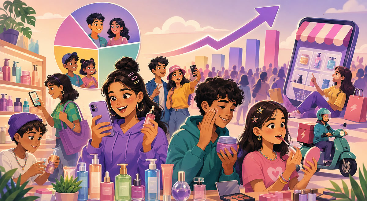 Gen Z And Gen Alpha To Drive Half Of India’s Beauty Spending By FY31 - AI generated 