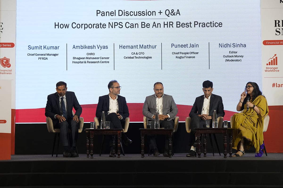 27,000 Firms Offer Corporate NPS, But Only 11% Employees Opt In: How India Inc Is Solving The Take-Home Pay Dilemma At a panel discussion held at the Retire Smart: Financial Wellness Leadership Series, a collaborative initiative by PFRDA and Outlook Money, industry leaders from the human resources domain and finance talked about how corporate NPS can be positioned as a HR best practice in India Updated on: 3 September 2026 12:06 pm Updated on: 3 September 2026 12:06 pm