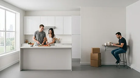 AI Image : For bachelors, a home can be a convenient stop. For couples, it is more likely to be a place they want to settle into.