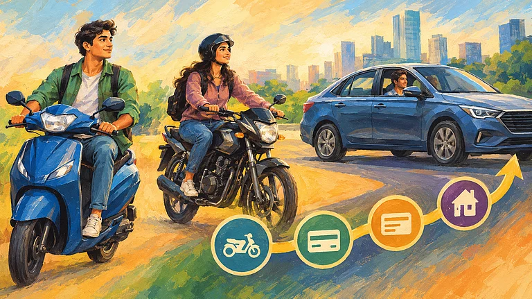 Young Borrowers Drive Two-Wheeler And Car Loans In India - AI generated