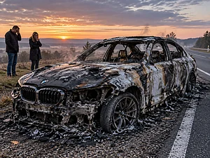 AI : Punctured BMW Burnt After Being Left Overnight