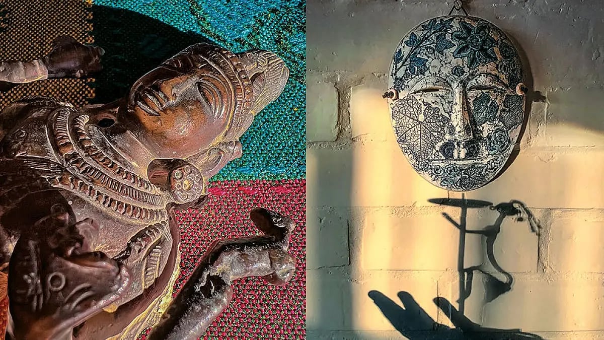 (L-R) Trikivarma, The Conqueror; The Divine Feminine. Artwork by Mukul Kapoor