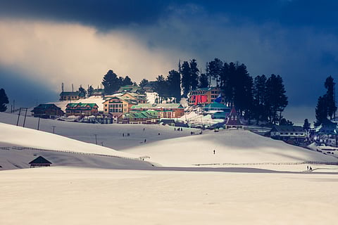 Snow covers Gulmarg in Kashmir