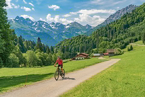 Cycling through Mount Fellhorn in the Allgaeu High Alps 