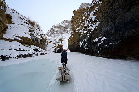 The frozen Zanskar river in Ladakh