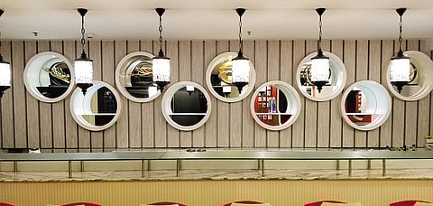 The counter seating at Skywok restaurant