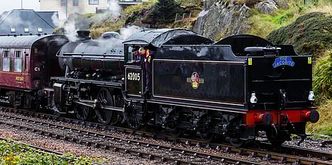 The Jacobite steam locomotive at Mallaig station linking with Fort William via Glenfinnan
