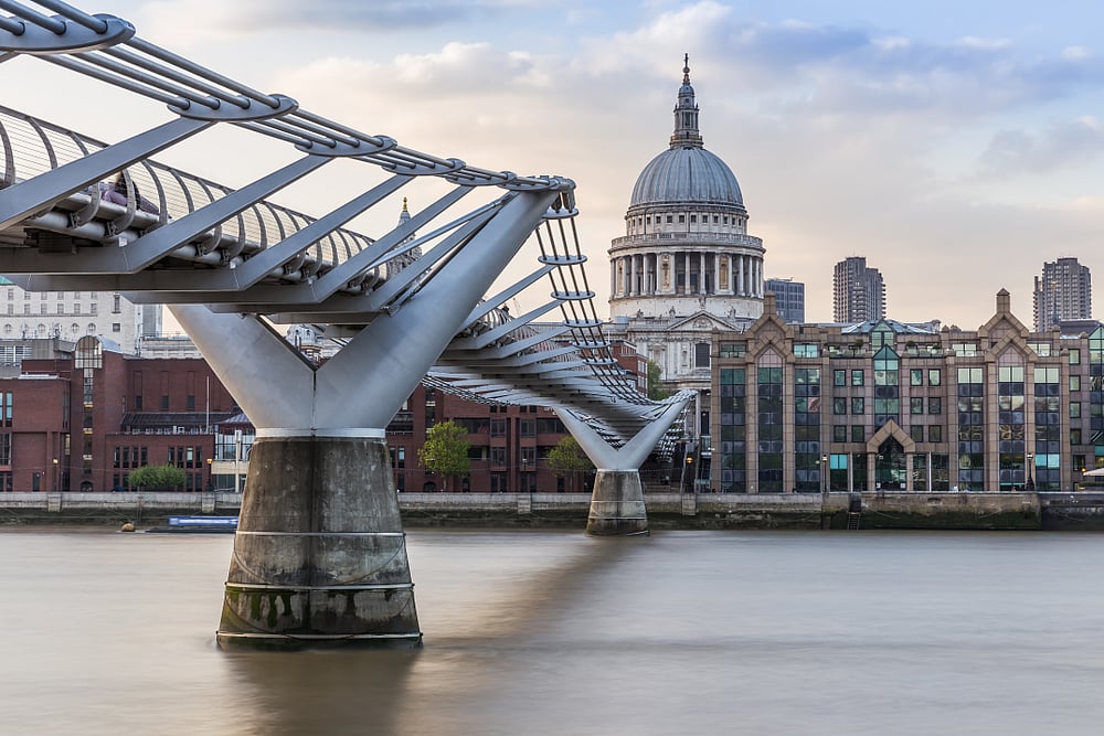 Millennium Bridge and St. Pauls Cathedral in London