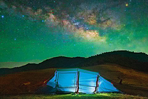 The green skies are due to a phenomenon called airglow