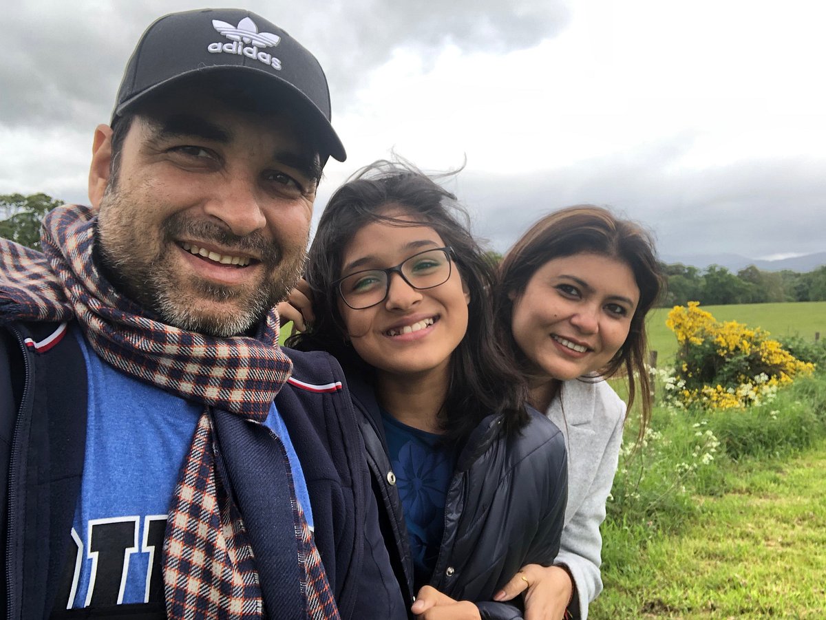 Tripathi with his family on a vacation